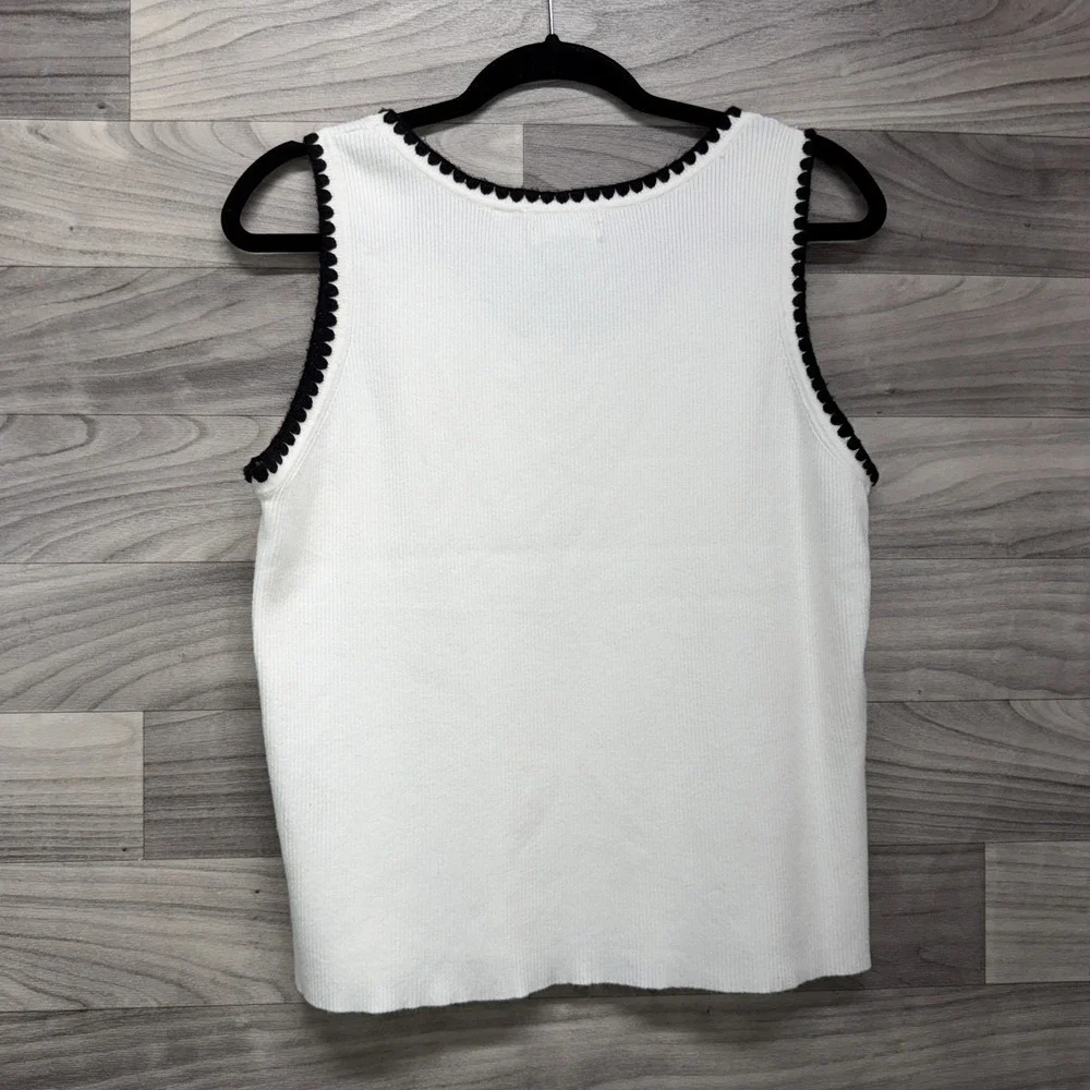 Scotch & Soda Knit Tank Top Women XL White Ribbed Sleeveless Scoop Neck Pullover